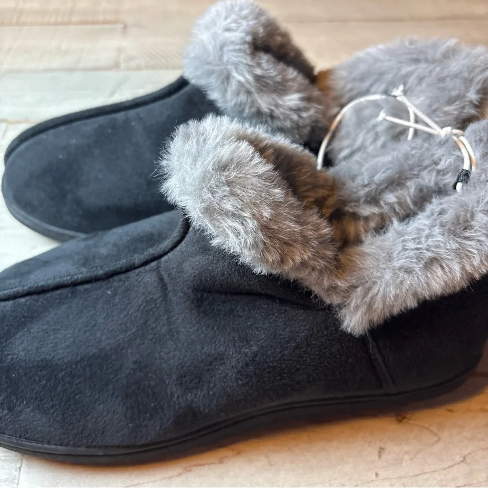 Old Navy Womens Black Faux Fur Lined Cozy  Bootie Slippers Size 8 - Picture 6 of 15